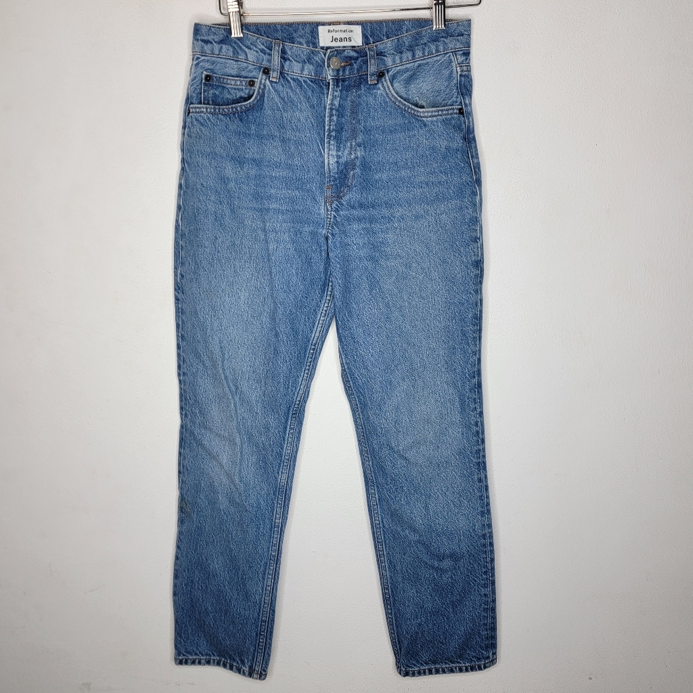 Reformation Julia Crop High‎ Cigarette Jeans Blue Denim Women's Size 27